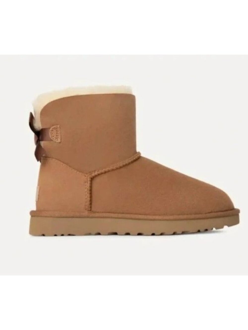 UGG Classic Mini Bailey Bow Shearling Boot Chestnut Women's EU 40 US 9 NEW